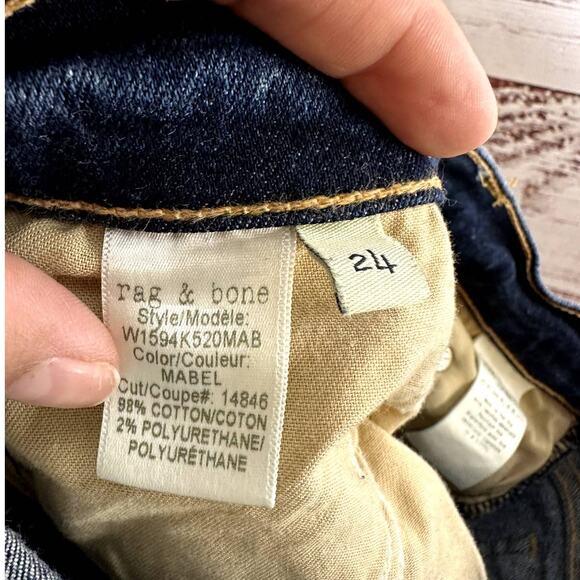 Rag & Bone 10 Inch Flare High Rise Distressed Denim Jeans Mabel Blue Size 24 - Picture 10 of 10